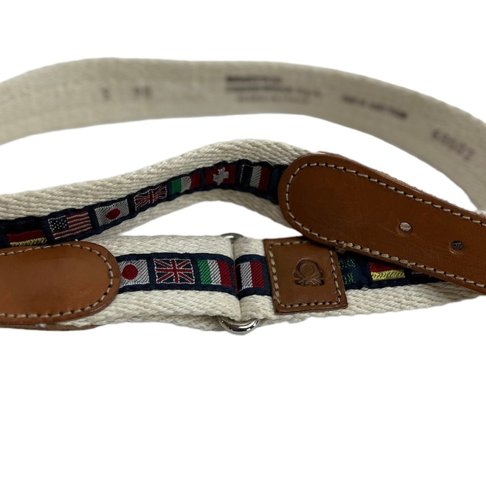 United Colors Of Benetton Flag Belt Italy Benetton 100% Cotton S Vtg 1980s - Picture 8 of 10